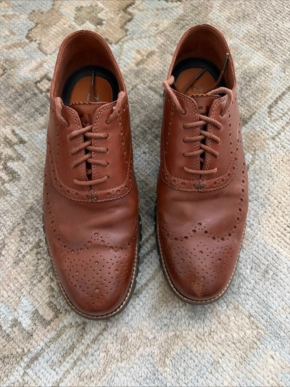 Cole Haan Zerogrand Wingtip Leather Oxford Shoes Men, Size 9M - British Tan-Java
